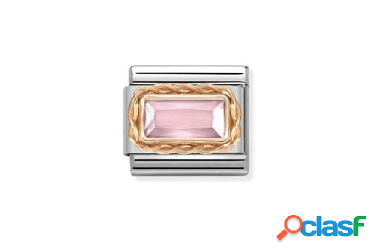Nomination Pietra Rosa Composable acciaio e oro rosa acciaio