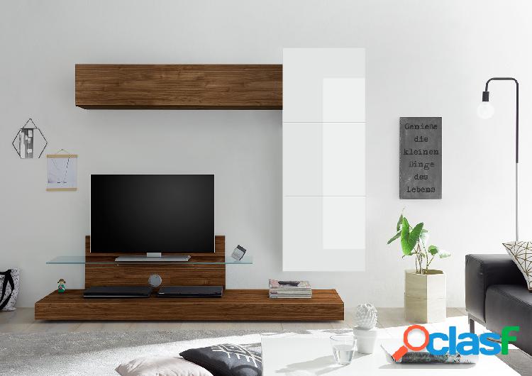 Omero - Parete living contemporanea con porta tv componibile