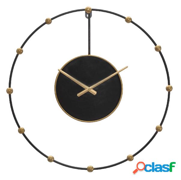 Orologio design tondo in metallo nero e oro cm Ø 61x4