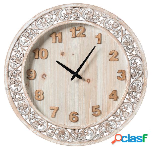 Orologio tondo da parete in legno stile shabby cm 60x5x60h