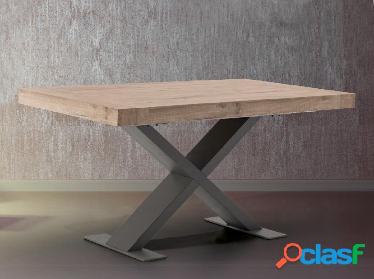 Osama - Tavolo design allungabile base ad X piano in legno -