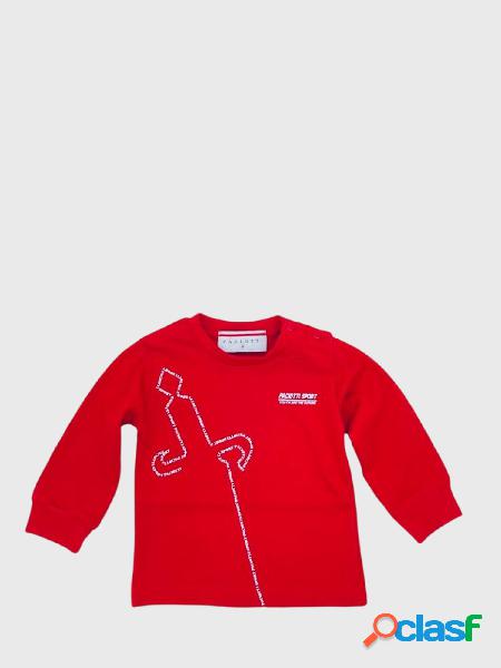 PACIOTTI T-shirt a maniche lunghe con logo Rosso