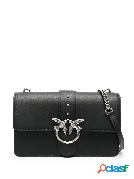 PINKO Borsa Love One Classic con tracolla Nero/Argento