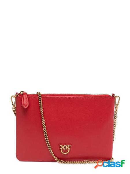 PINKO Pochette Flat Love Bag Simply in pelle Rosso/Oro