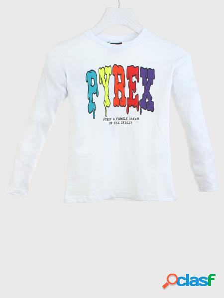 PYREX T-shirt a maniche lunghe con logo colorato Bianco
