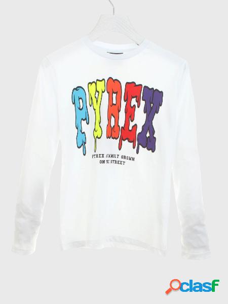 PYREX T-shirt a maniche lunghe con logo multicolor Bianco