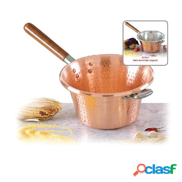 Paiolo con manico in legno Ø 28 cm realizzato in rame