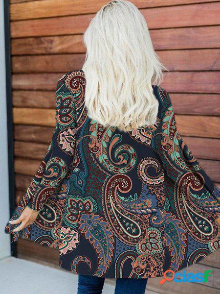 Paisley Risvolto Regolare In forma Cappotto