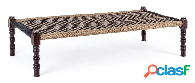 Panca seduta in corde di cotone struttura in legno stile