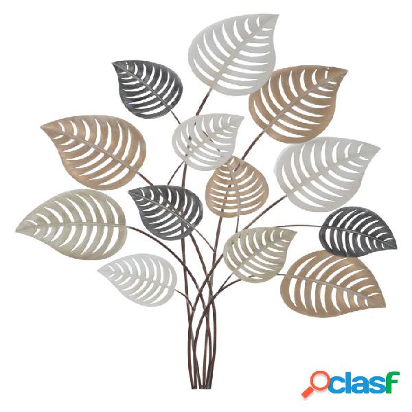 Pannello da parete moderno con foglie in metallo 3D cm
