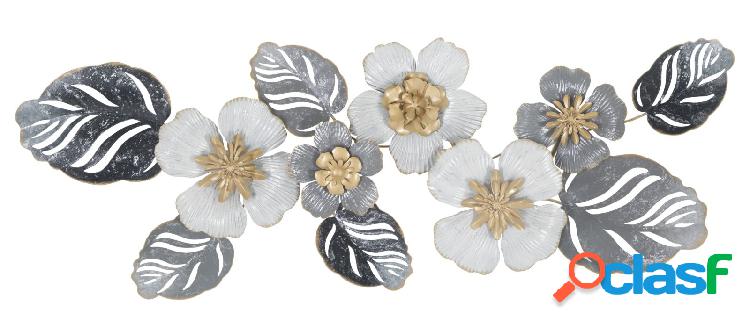 Pannello decorativo per parete in metallo con fiori cm