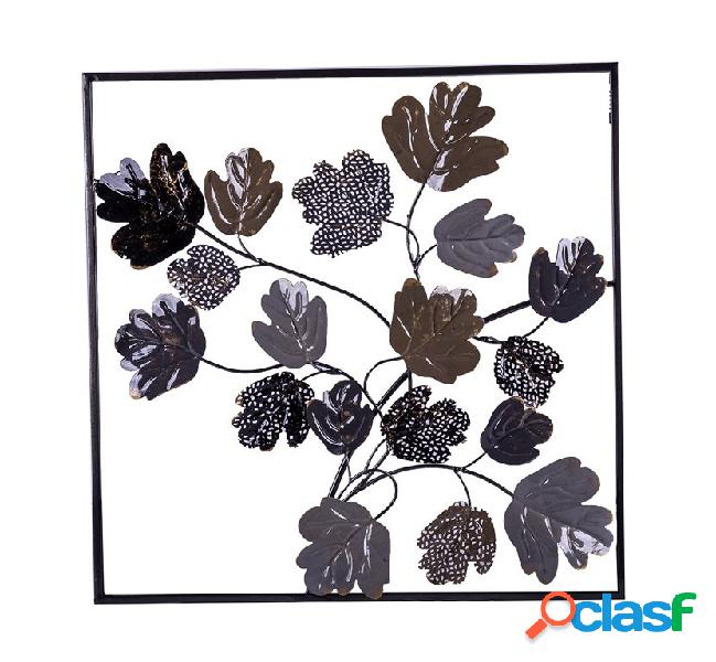 Pannello decorativo quadrato da muro foglie in metallo cm