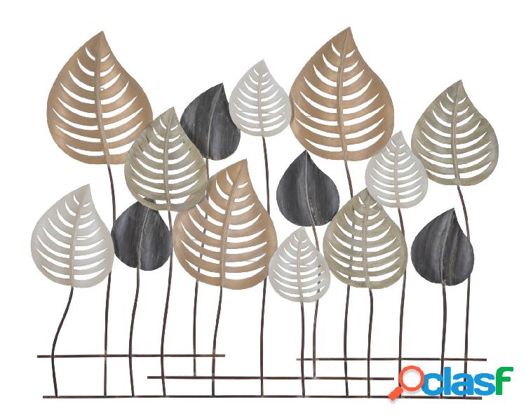 Pannello design da parete in metallo 3D con foglie cm