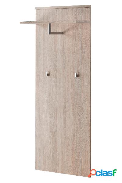 Pannello guardaroba in legno con asta appendiabiti e ganci