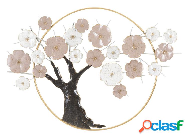 Pannello in metallo 3D decorativo con albero e fiori cm