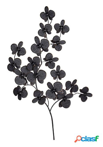 Pannello moderno da muro in acciaio con fiori colore nero cm
