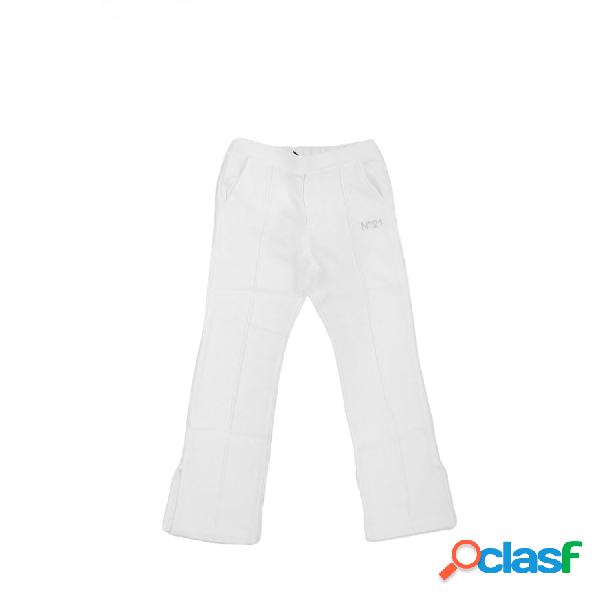 Pantalone Bambina N21 Bianco Jogger logo
