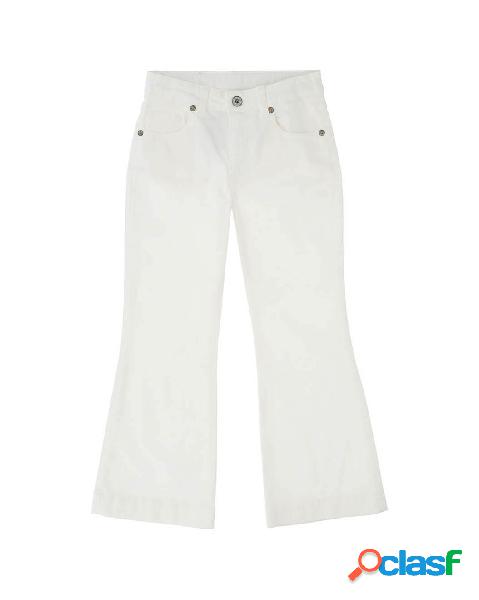 Pantalone bianco flare in bull di cotone stretch M-2XL