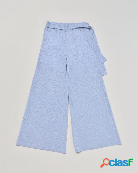 Pantalone palazzo azzurro con lurex e fascia in vita 10-16