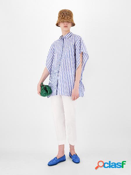 Pantaloni a sigaretta in gabardina di cotone stretch bianchi