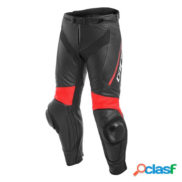 Pantaloni moto pelle racing Dainese DELTA 3 Nero Nero Rosso