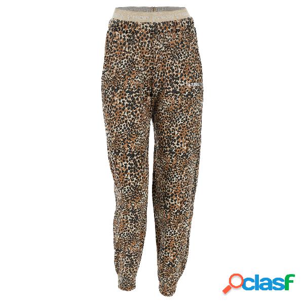 Pantaloni sportivi animalier all over con elastico logato