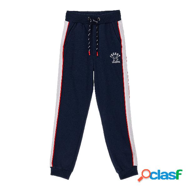 Pantaloni sportivi in felpa con bande laterali e piping