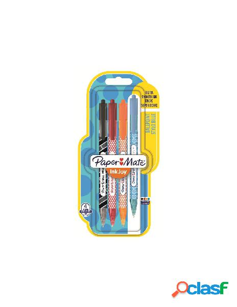 Papermate inkjoy blister 4 penne a sfera a scatto trame