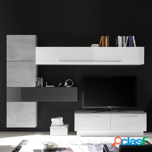 Parete attrezzata Infinity 30 cemento grigio bianco