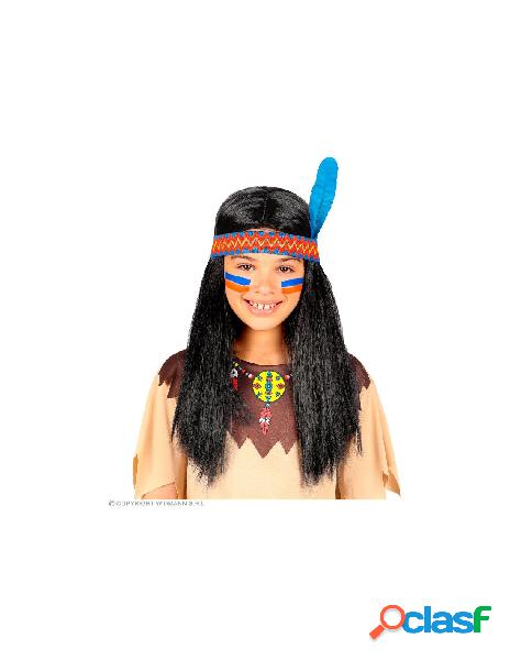 Parrucca indiano con fascia per testa e piuma in scatola