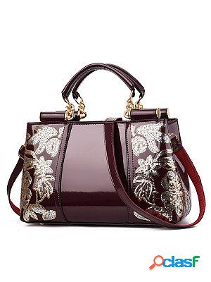 Patent Leather Sequined Large Handbag