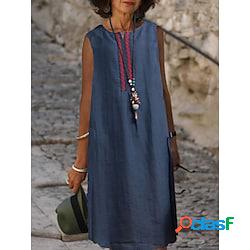 Per donna Abito casual Abito in lino Vestito a trapezio