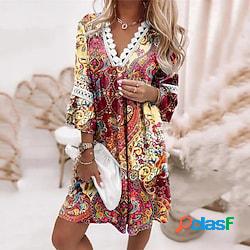 Per donna Abito etnico Vestito a trapezio Abito boho Mini