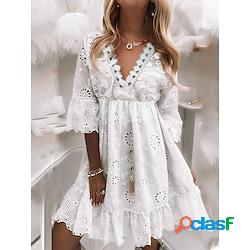 Per donna Vestito casual Abito di pizzo Abito estivo Liscio