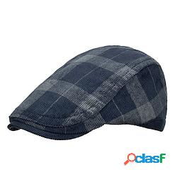 Per uomo Cappello basco Berretto in tweed Nero Blu marino