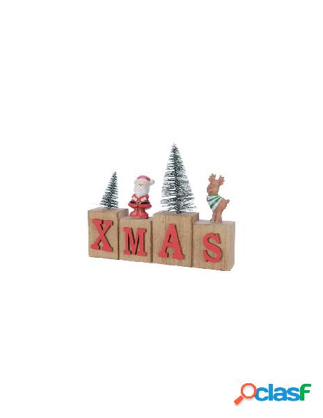Pinewood xmas decoration text, colour: red, size: 3x16cm