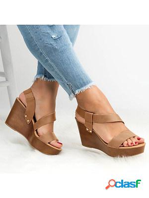 Plain Peep Toe Casual Date Wedge Sandals