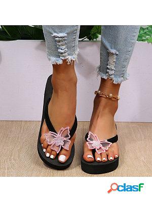 Platform Flip-Flops Butterfly Wedge Beach Sandals