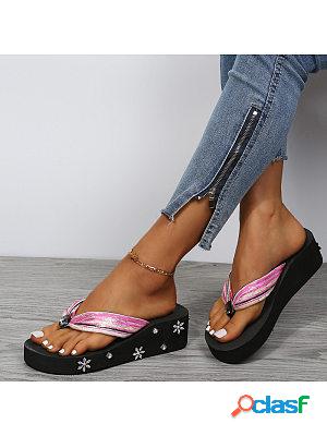 Platform Rhinestone Slippers
