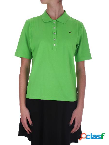 Polo Donna TOMMY HILFIGER Lime 1985 reg pique polo