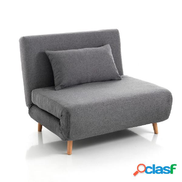 Poltrona letto design moderno in tessuto grigio apertura