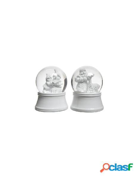 Poly snow globe 2ass, colour: white, size: dia6.5cm