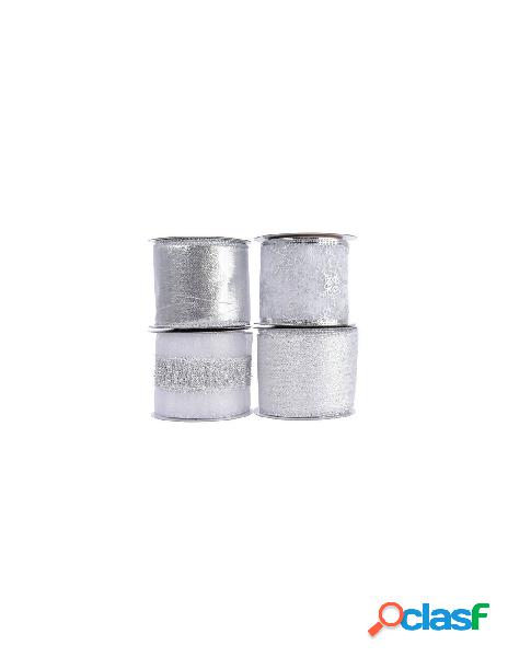 Polyester ribbon w wire 4ass, colour: silver, size: