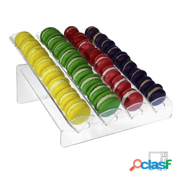 Porta macarons in plexiglass trasparente a 4 file - Ingombro