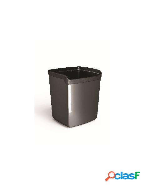 Porta penne in plastica colore nero - misure 8,7x7,4x10cm