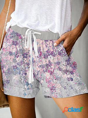 Positioning Print Lace-up Casual Wide-leg Shorts
