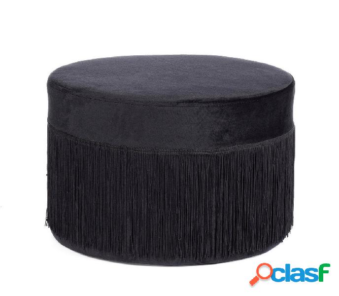 Pouf tondo in velluto con frange per camera cm Ø 45x30h -