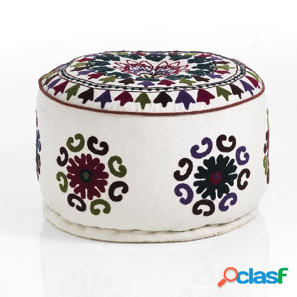 Pouf tondo moderno rivestimento in cotone fantasia indiana