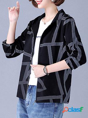 Print Casual Hooded Jacket