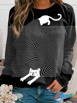 Printed Crewneck Long Sleeve Pullover Sweatshirt